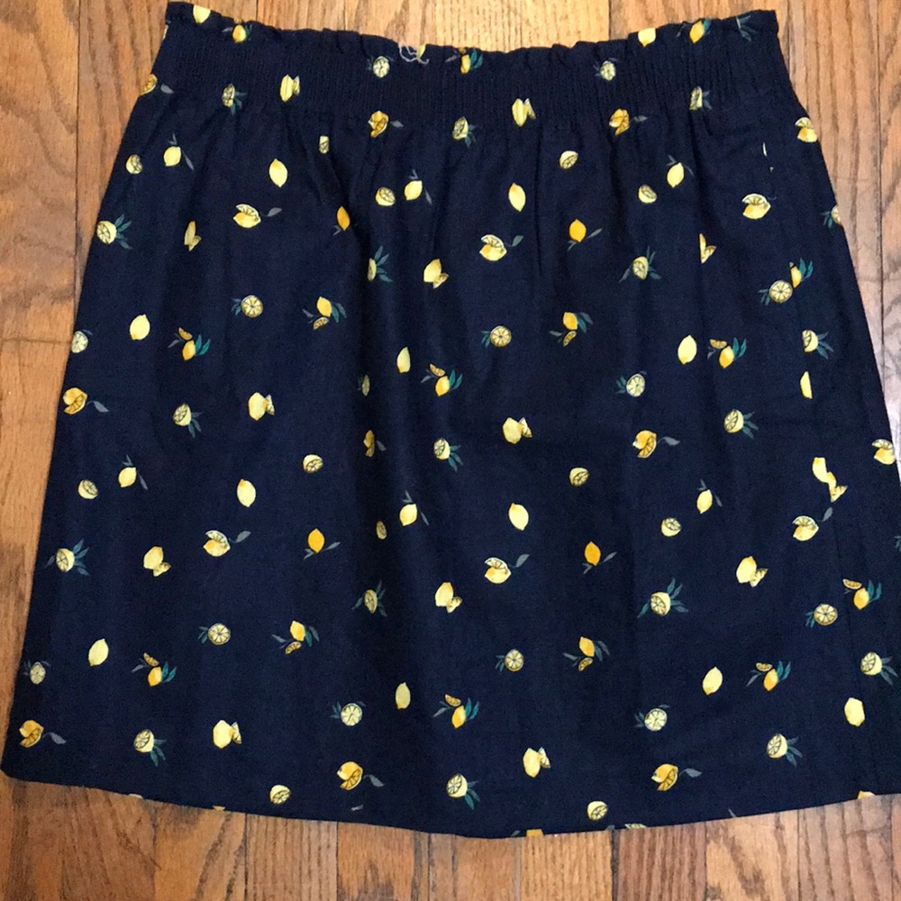 J Crew Lemon Print Linen skirt
